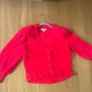 Fuzzy Bright Pink Button-Front Cardigan